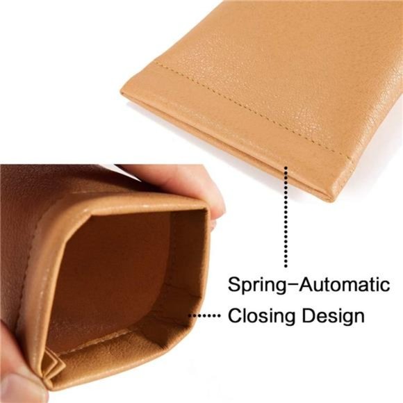 Squeeze Leather Sunglasses Pouch - 3 Pack Spring Storage Glasses Pouch Holder - Picture 3 of 6